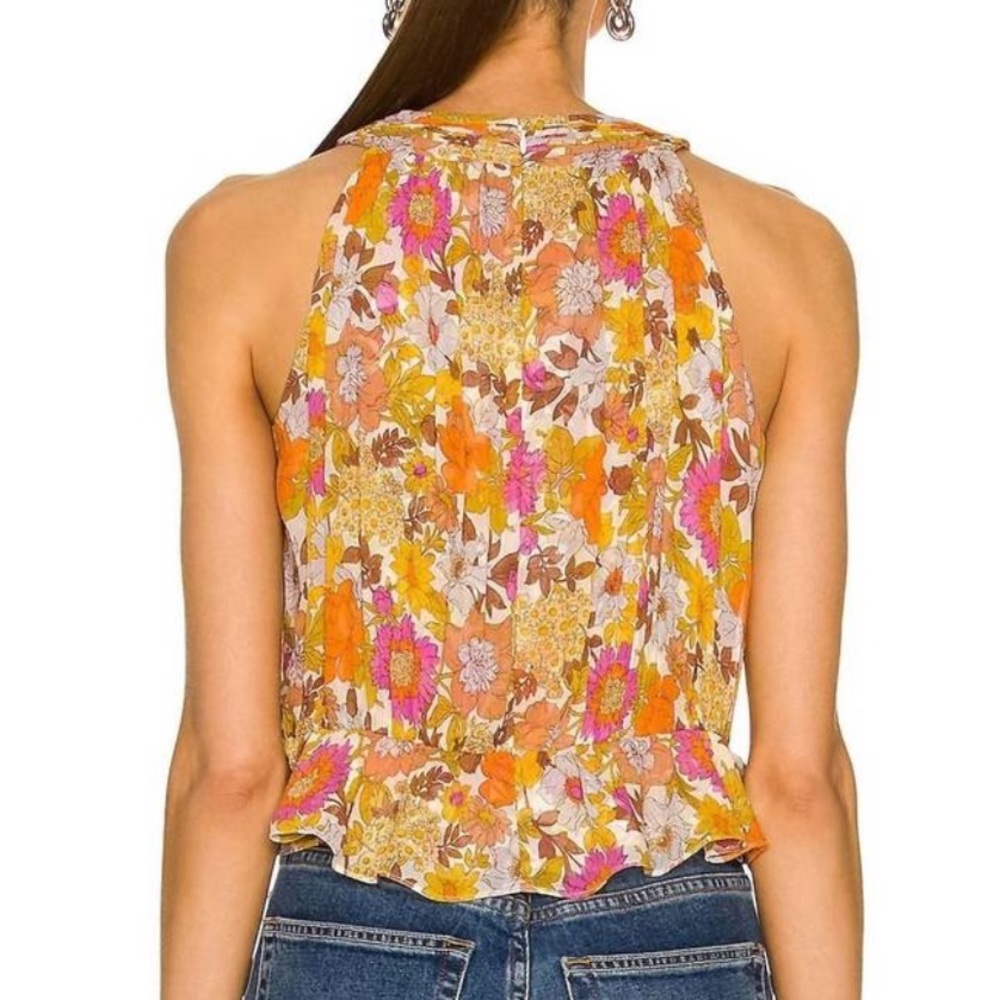 Veronica Beard Kailani Floral Silk Peplum Blouse in Stone Multi Size 10 Feminine - Picture 10 of 16